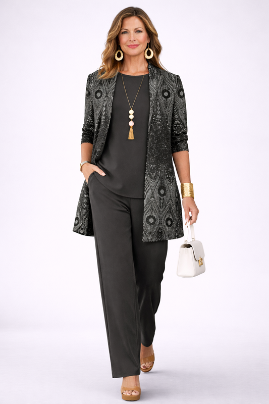 Lola | Conjunto de 3 Piezas Negro Estampado