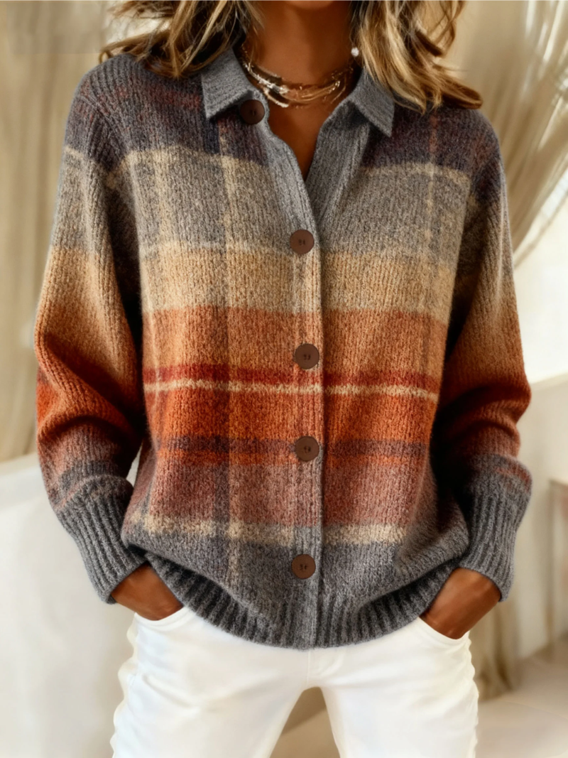 Gemma | Chaqueta de Punto de Cuadros Degradados