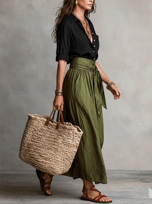 Margarita | Conjunto de Camisa y Falda Midi con Lazo