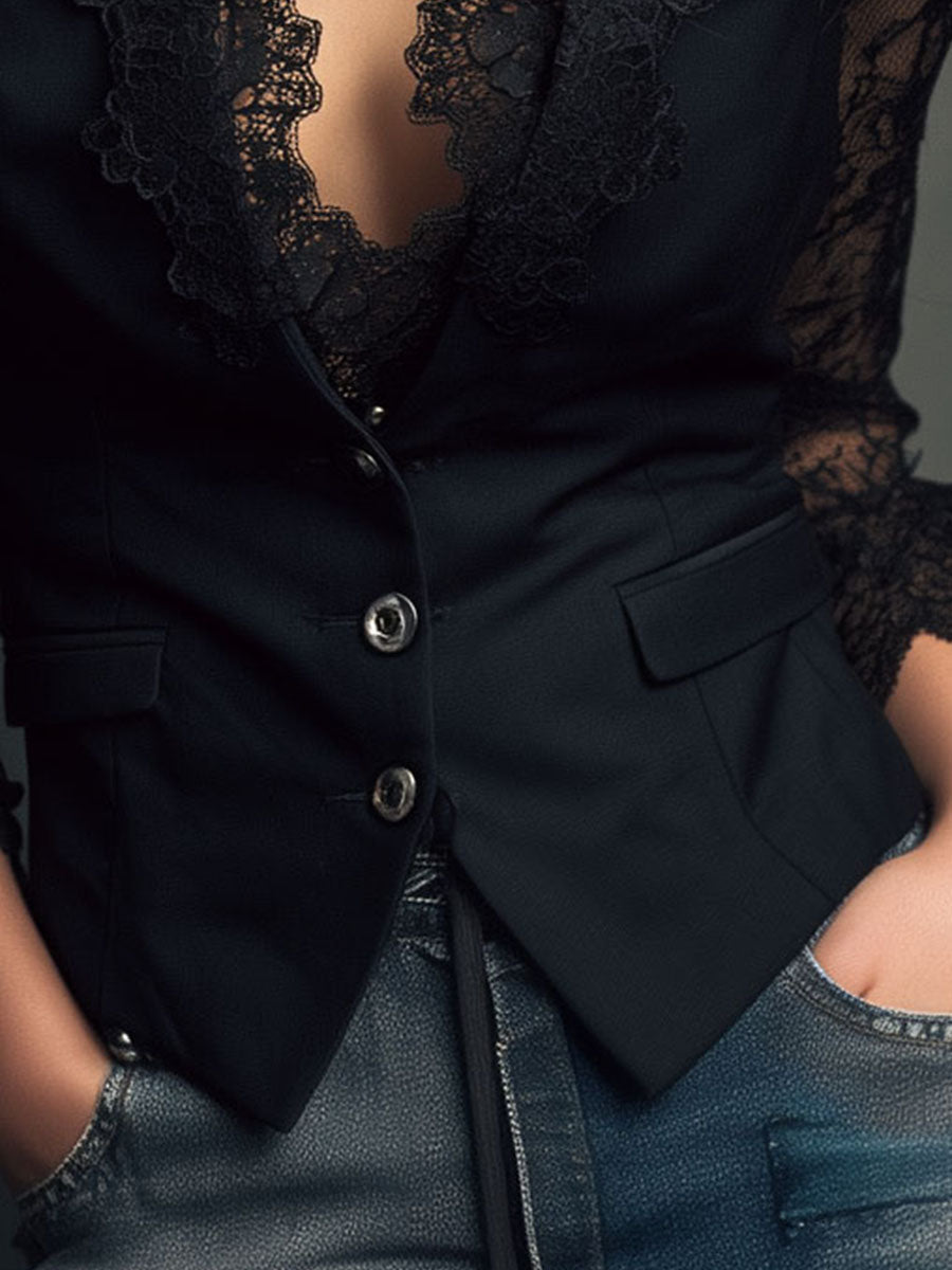Rebeca | Chaqueta Corta con Mangas de Encaje