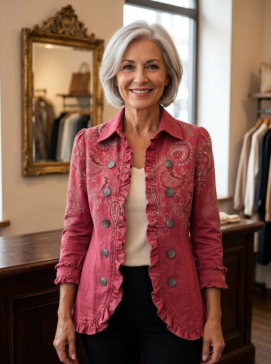 Adoración chaqueta con volantes puesta