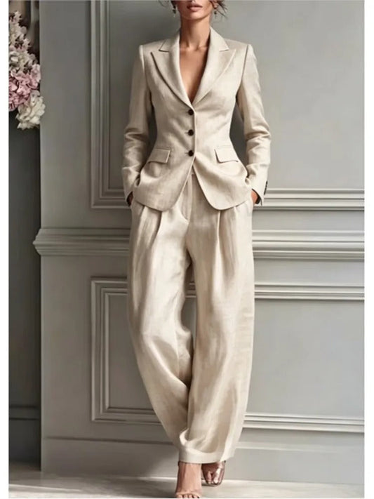 Gloria | Traje de Blazer Entallada y Pantalón Ancho