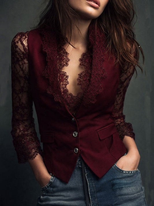 Susana - Blazer con Mangas Semitransparentes