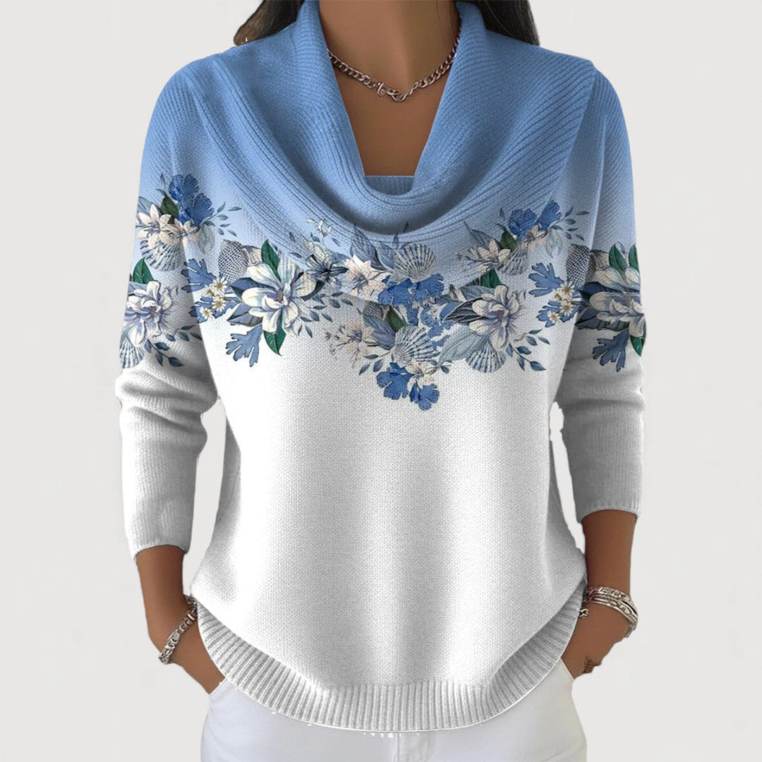 Cristina | Jersey Floral con Cuello Vuelto