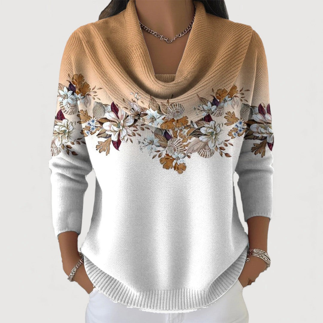 Cristina | Jersey Floral con Cuello Vuelto