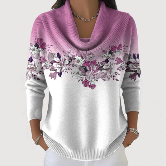 Cristina | Jersey Floral con Cuello Vuelto