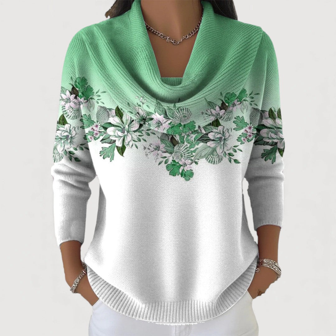 Cristina | Jersey Floral con Cuello Vuelto
