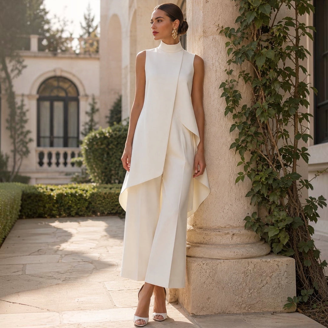 Dolores | Mono Elegante con Drapeado Asimétrico