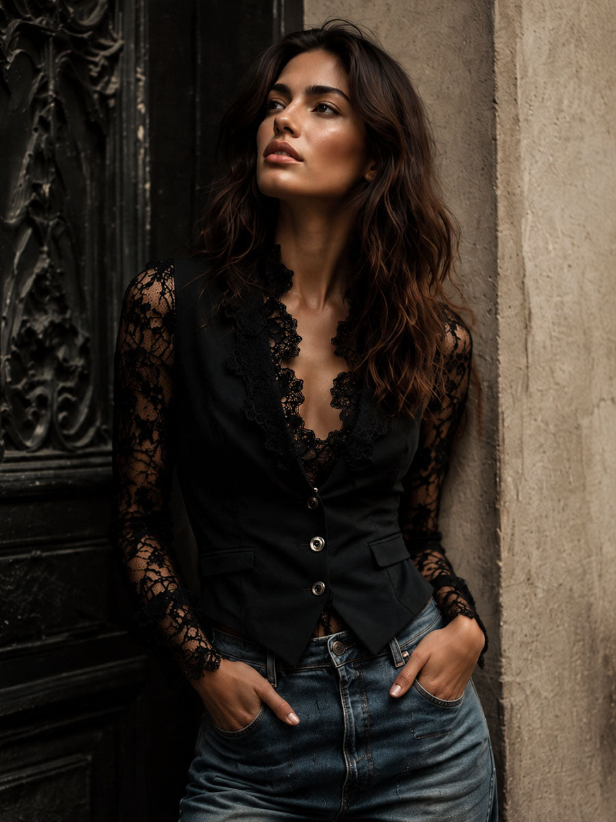 Rebeca | Chaqueta Corta con Mangas de Encaje