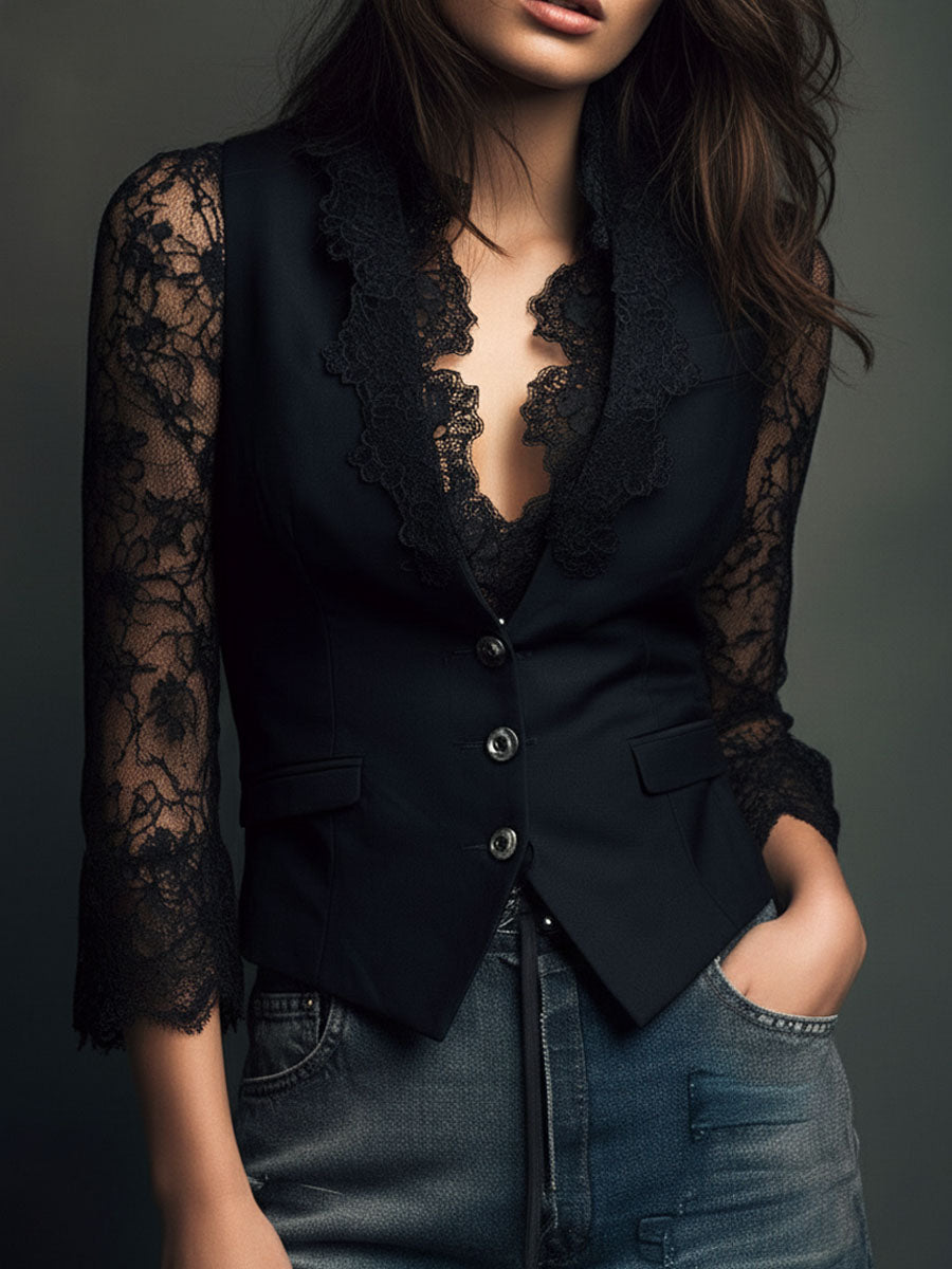 Rebeca | Chaqueta Corta con Mangas de Encaje