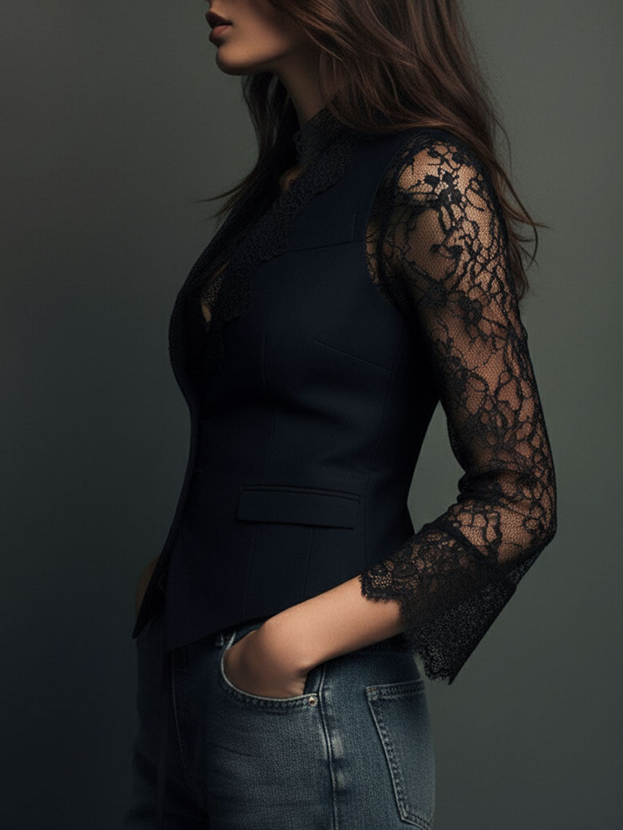 Rebeca | Chaqueta Corta con Mangas de Encaje