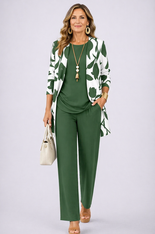 Berta | Conjunto de 3 Piezas Verde Hoja