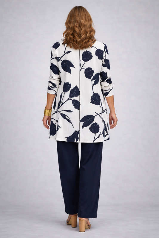 Eliana | Conjunto de 3 Piezas Floral Azul Marino