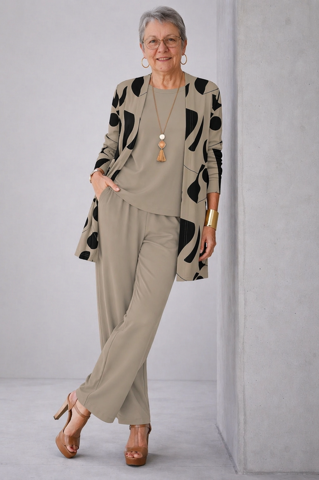 Silvia | Conjunto de 3 Piezas Topo Estampado