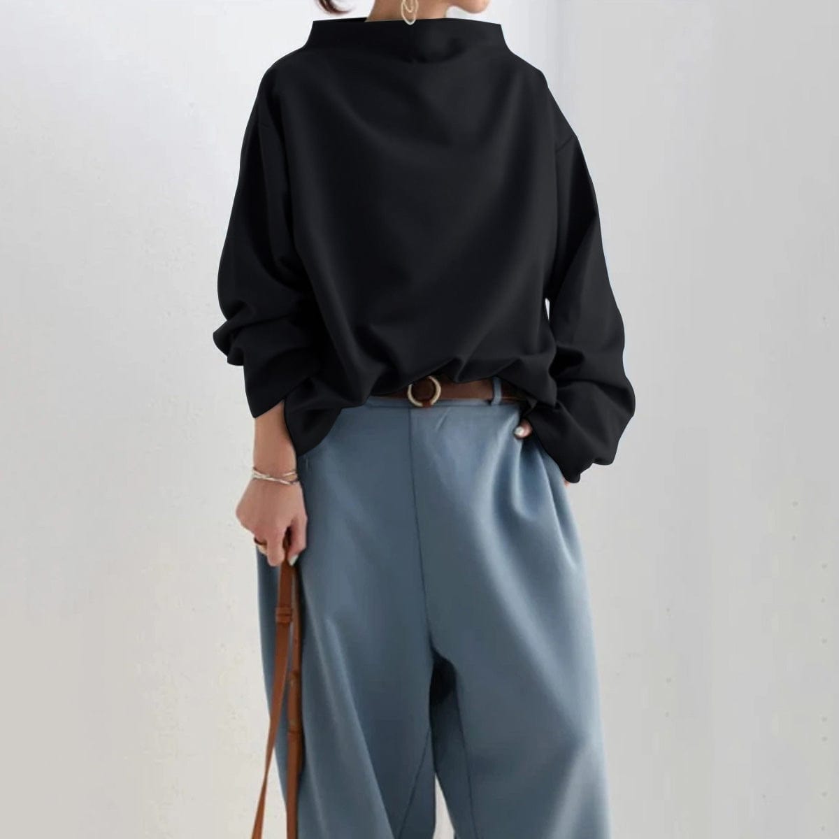 Nuria | Top de Punto de Cuello Alto Holgado
