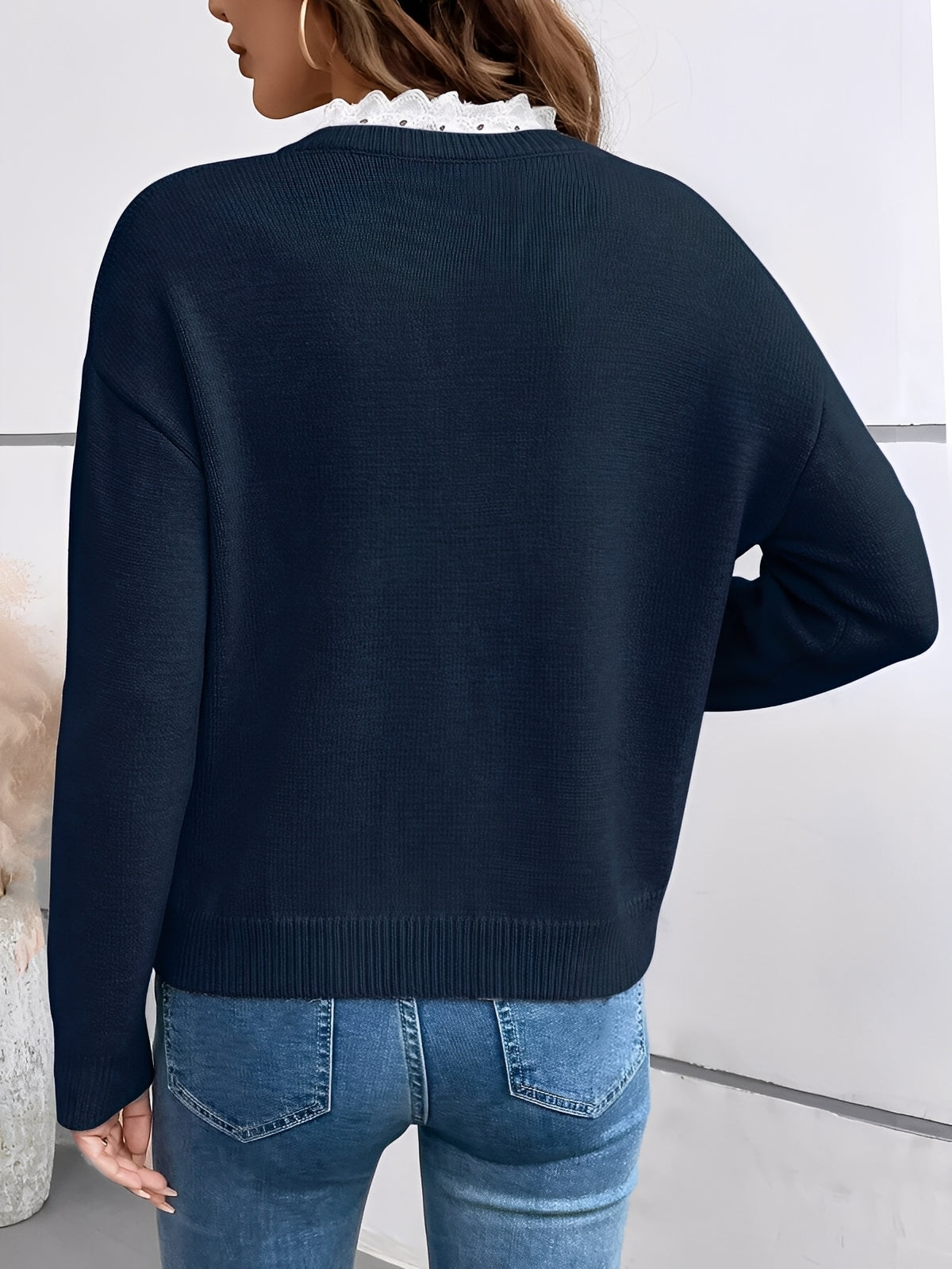 Rosalía | Jersey de Pico con Detalle de Encaje