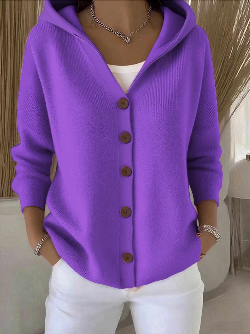 Eugenia | Chaqueta de Punto con Botones en Contraste