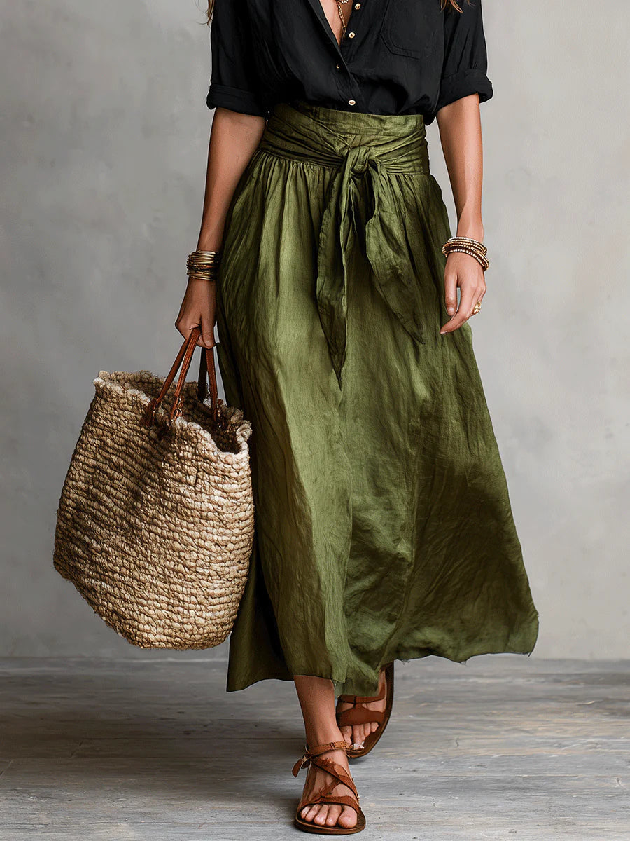 Margarita | Conjunto de Camisa y Falda Midi con Lazo