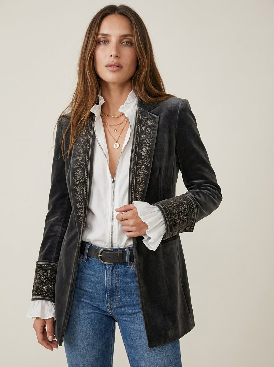 Alejandra - Chaqueta Elegante de Terciopelo