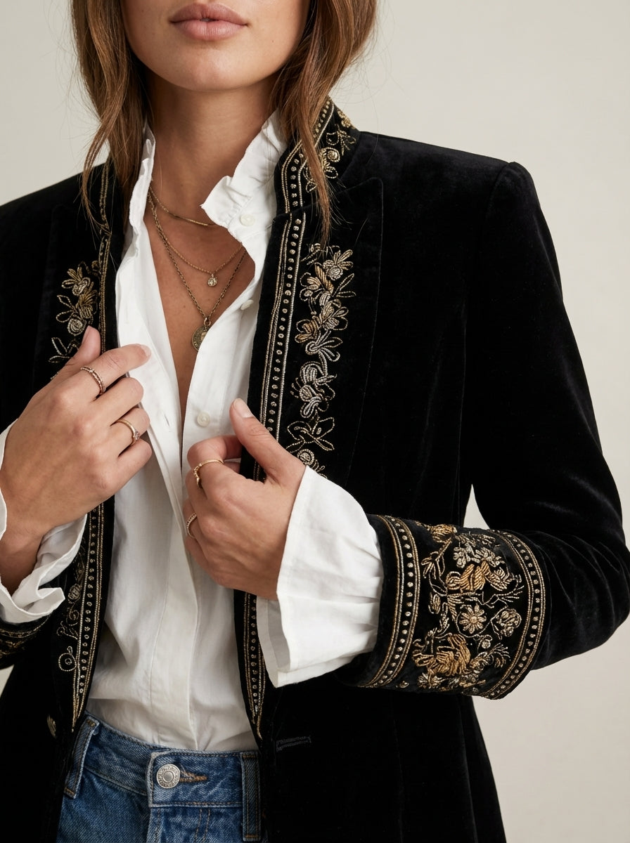 Alejandra - Chaqueta Elegante de Terciopelo