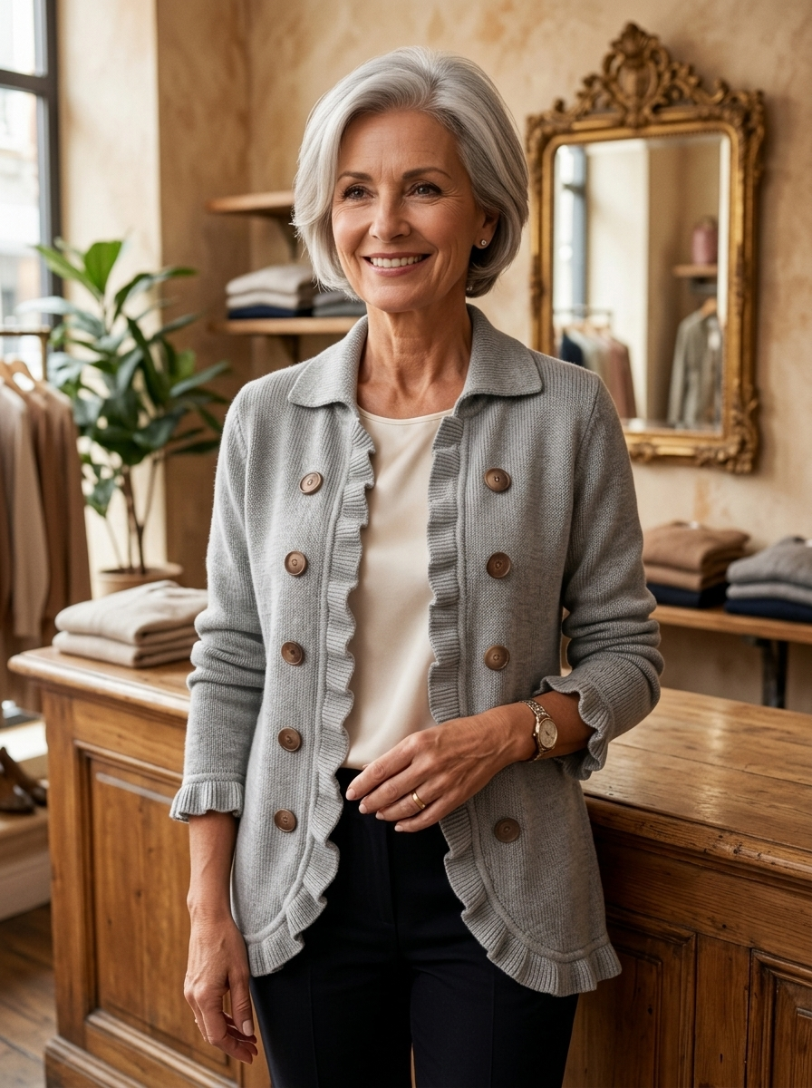 Eloísa chaqueta con volantes puesta