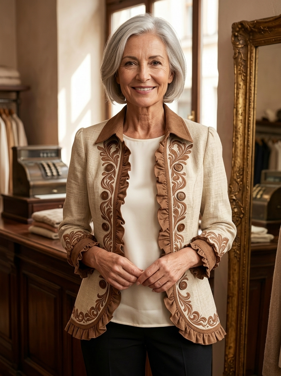 Milagros chaqueta con volantes puesta