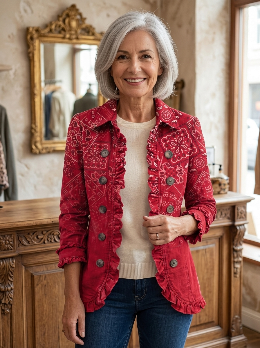 Clotilde chaqueta con volantes puesta