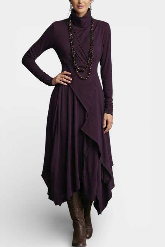 Blanca | Vestido Largo Asimétrico de Cuello Alto