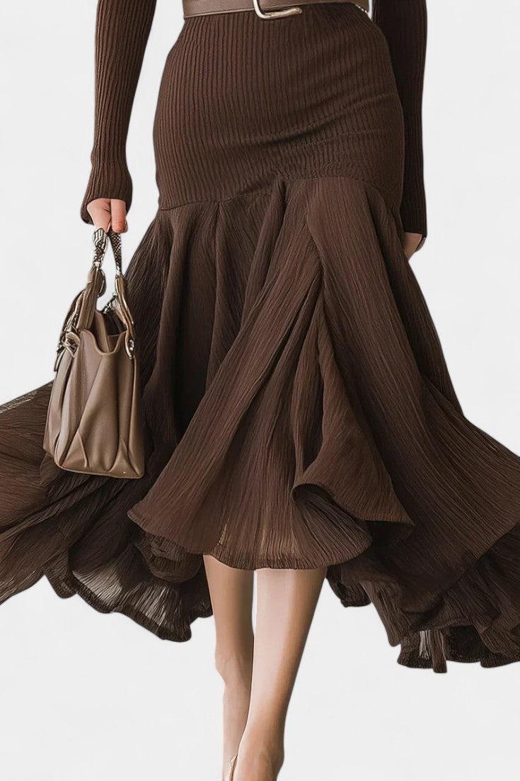 Clara | Vestido de Manga Larga con Cuello Patchwork