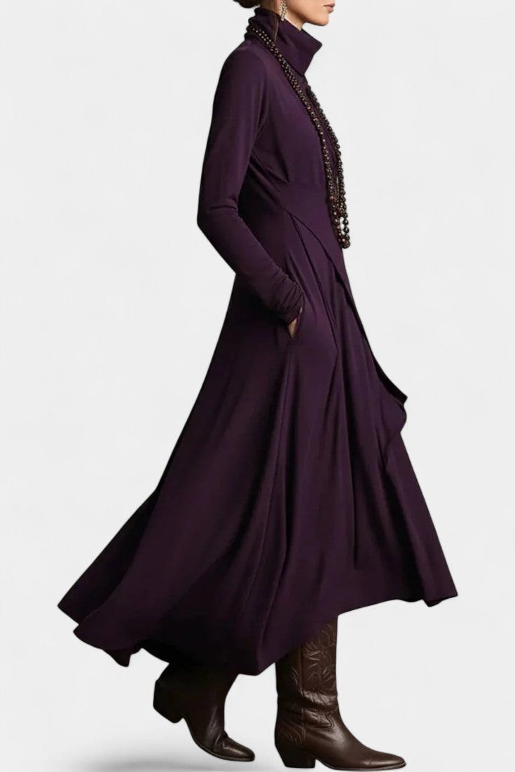 Blanca | Vestido Largo Asimétrico de Cuello Alto