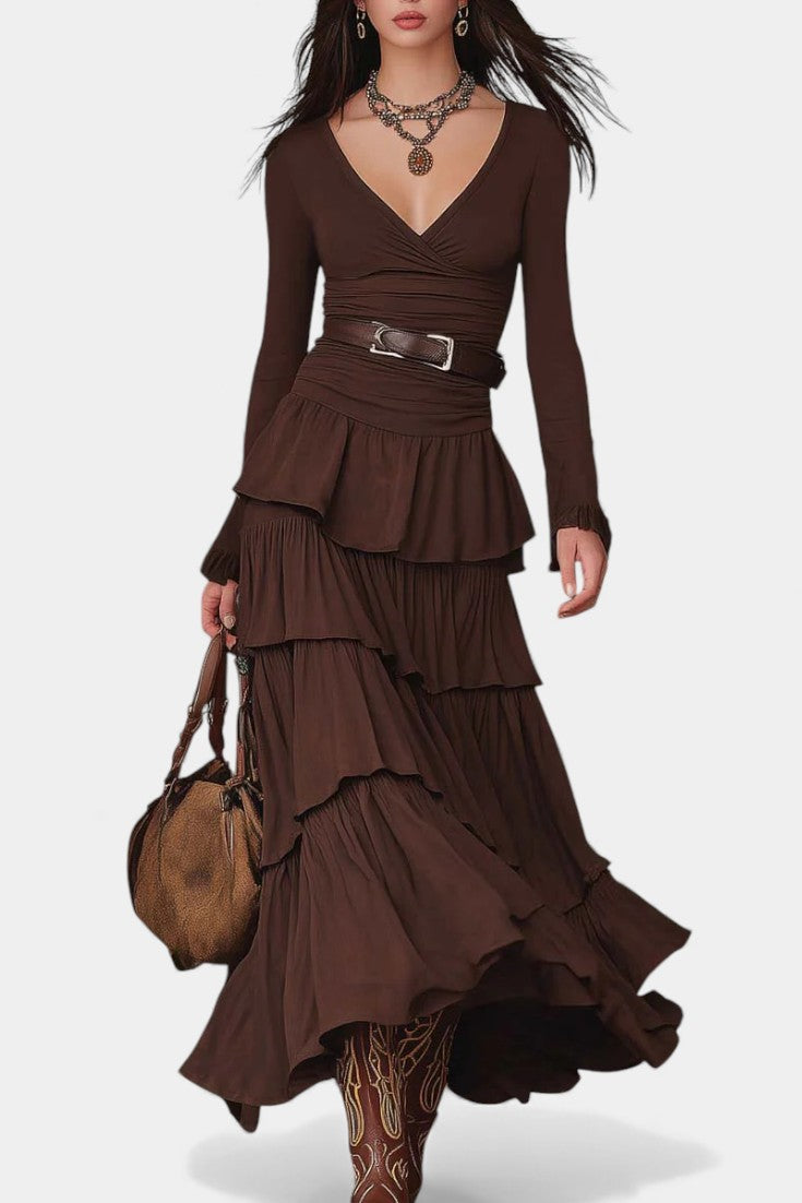 Inés | Vestido Midi Retro con Volantes