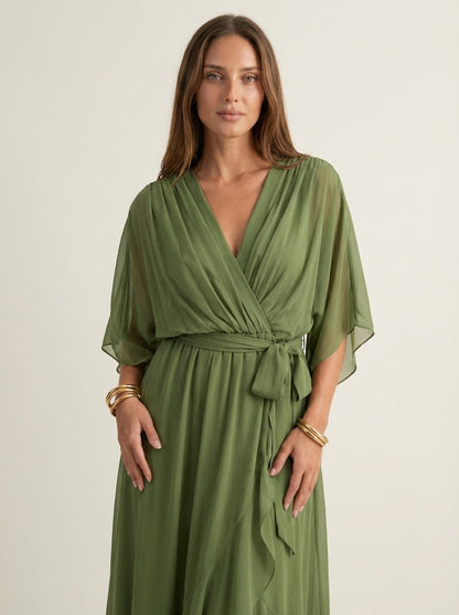 Mónica - Vestido de Gasa con Escote en V