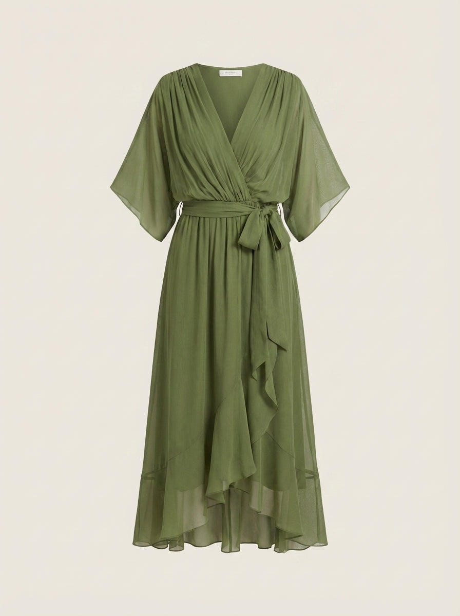 Mónica - Vestido de Gasa con Escote en V