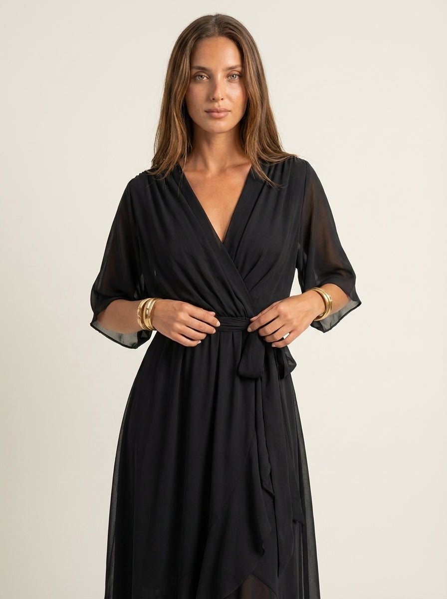 Mónica - Vestido de Gasa con Escote en V