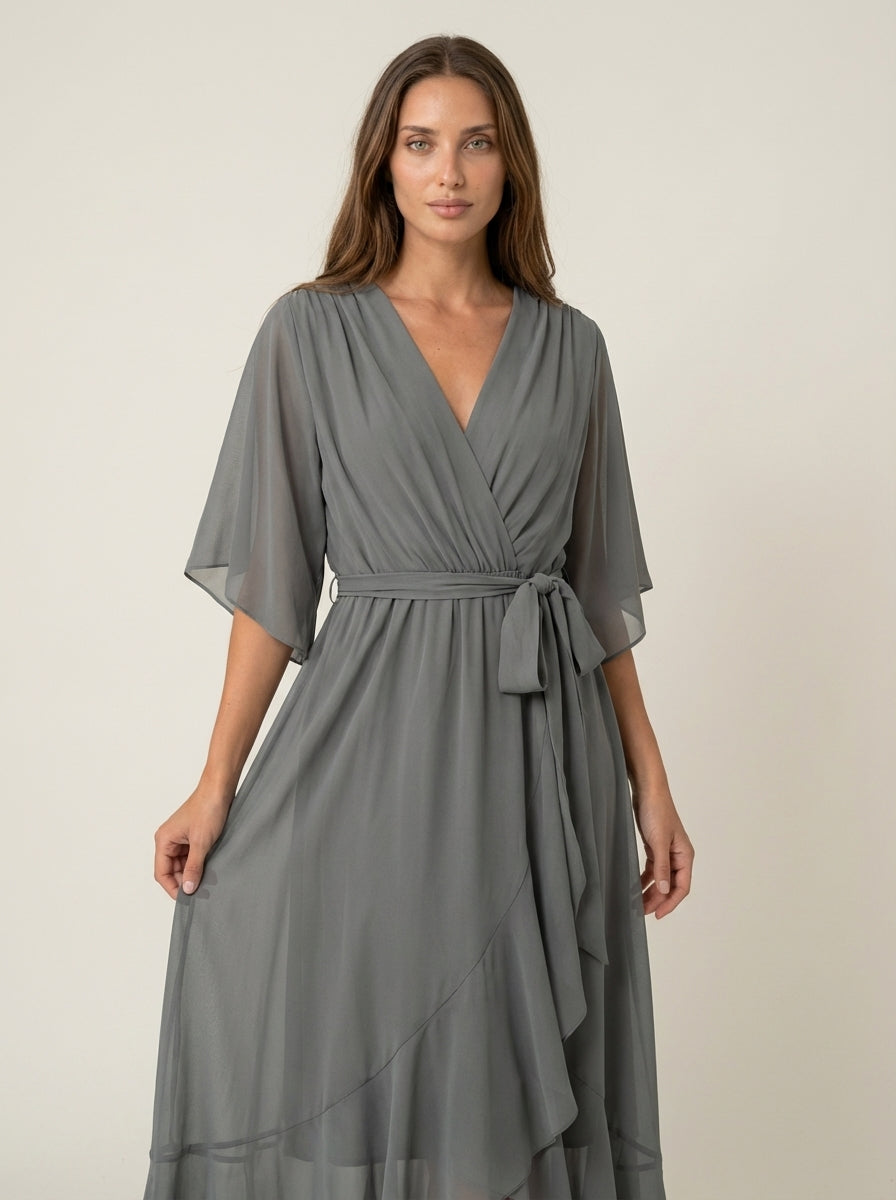 Mónica - Vestido de Gasa con Escote en V