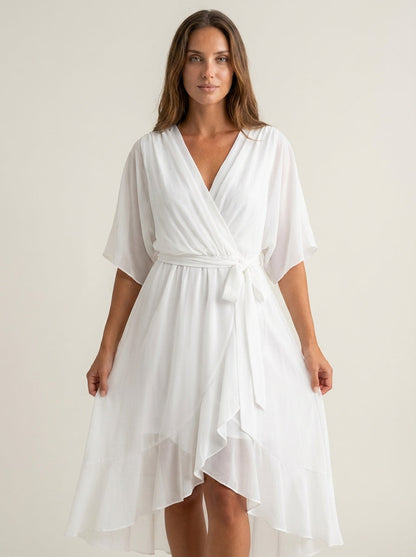 Mónica - Vestido de Gasa con Escote en V