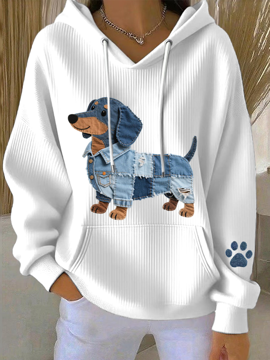 Morena - Sudadera con Patchwork de Perro Salchicha