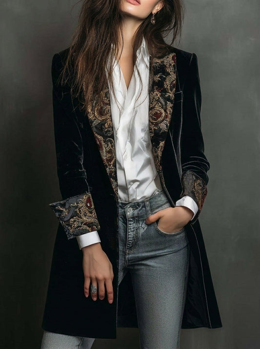 Nerea - Blazer de Corte Entallado con Estampado Barroco