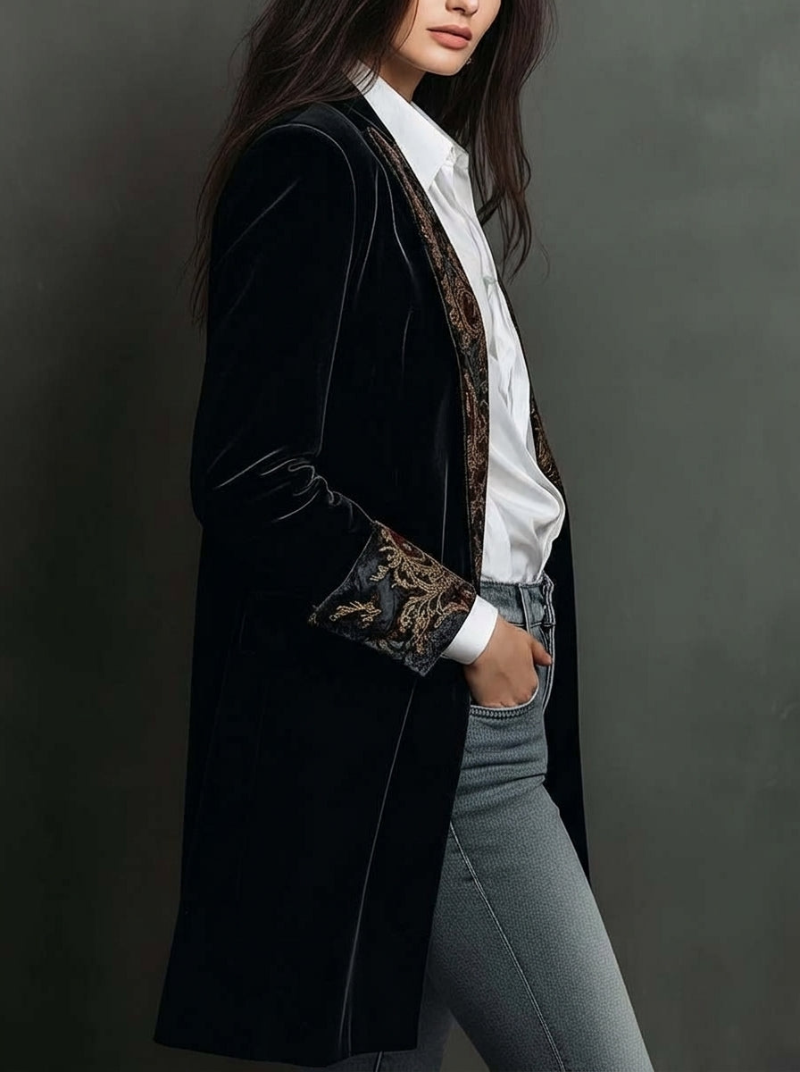Nerea - Blazer de Corte Entallado con Estampado Barroco