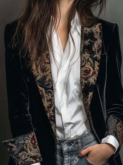 Nerea - Blazer de Corte Entallado con Estampado Barroco