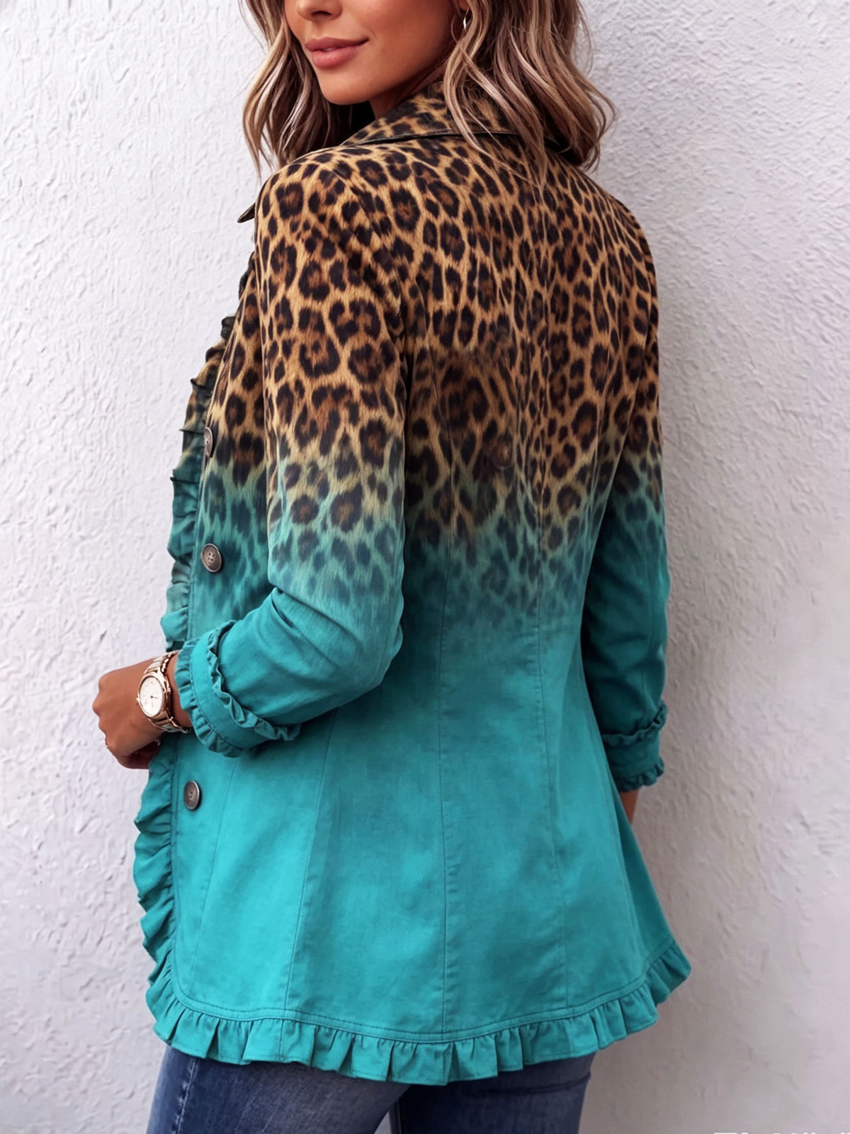 Consuelo | Chaqueta Blazer Leopardo Degradado con Volantes