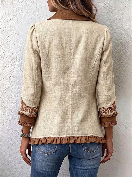 Milagros | Chaqueta Floral Bordada con Volantes