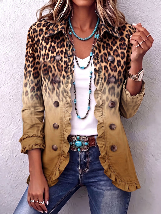 Consuelo | Chaqueta Blazer Leopardo Degradado con Volantes