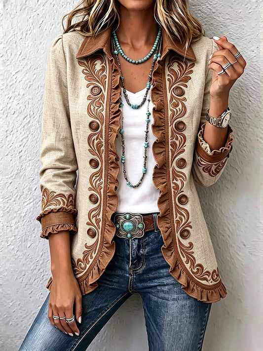 Milagros | Chaqueta Floral Bordada con Volantes