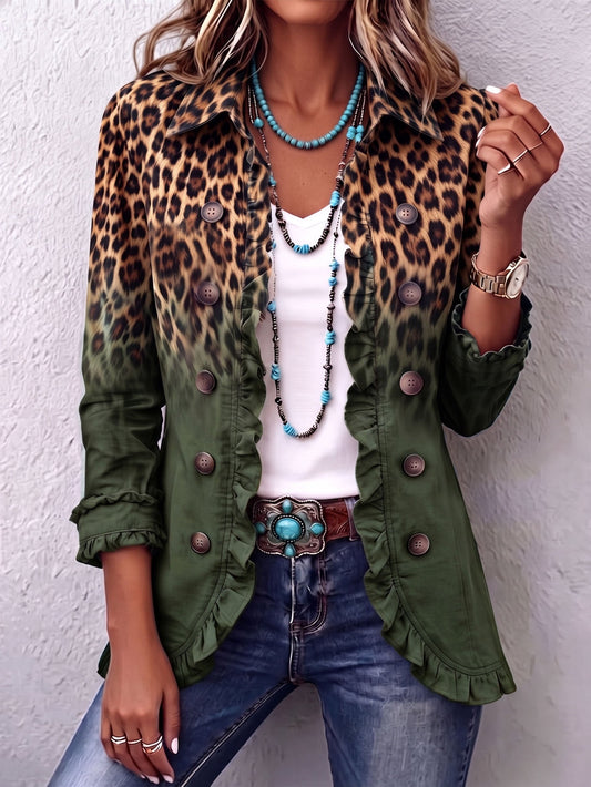 Consuelo | Chaqueta Blazer Leopardo Degradado con Volantes