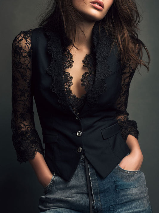 Susana - Blazer con Mangas Semitransparentes