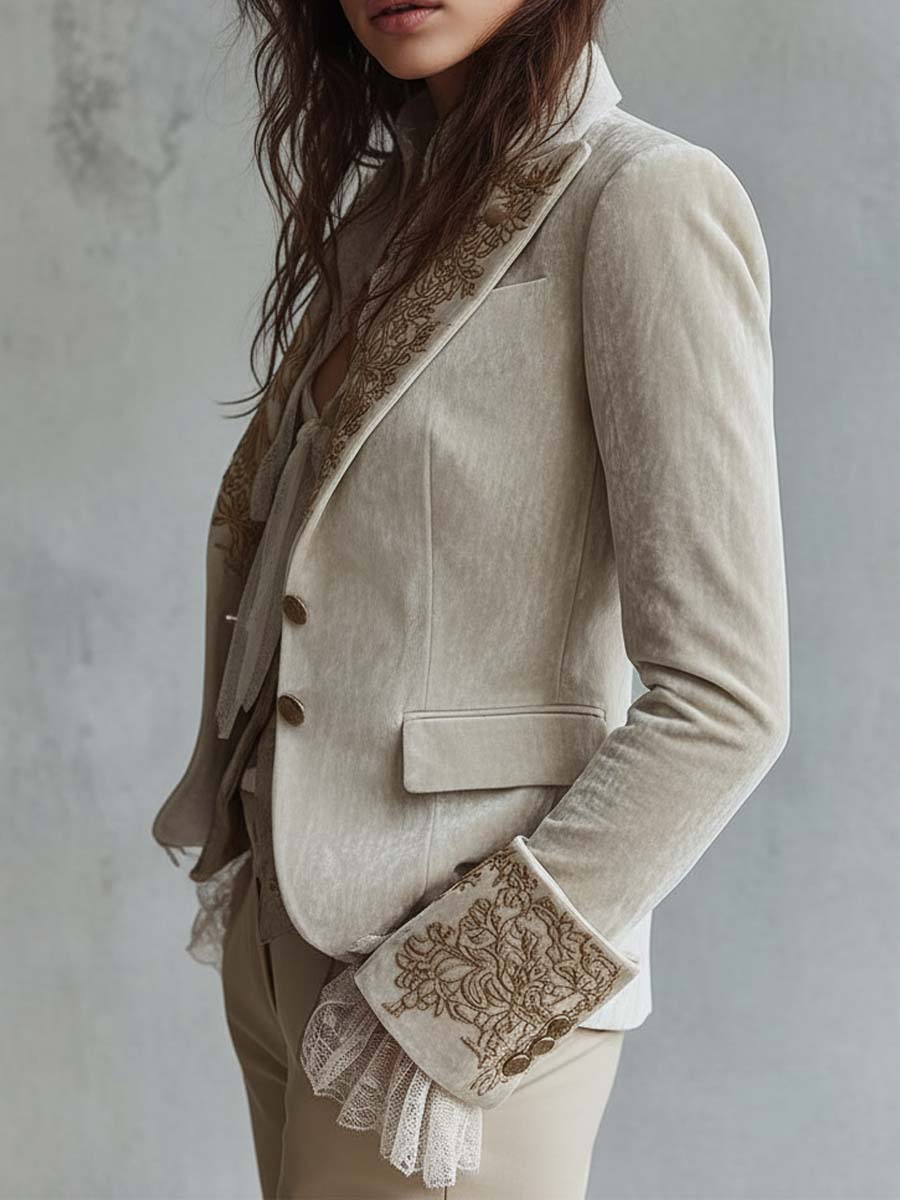 Tamara - Blazer Bordado en Color Marfil