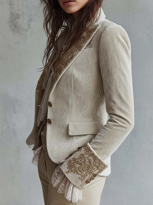 Tamara - Blazer Bordado en Color Marfil